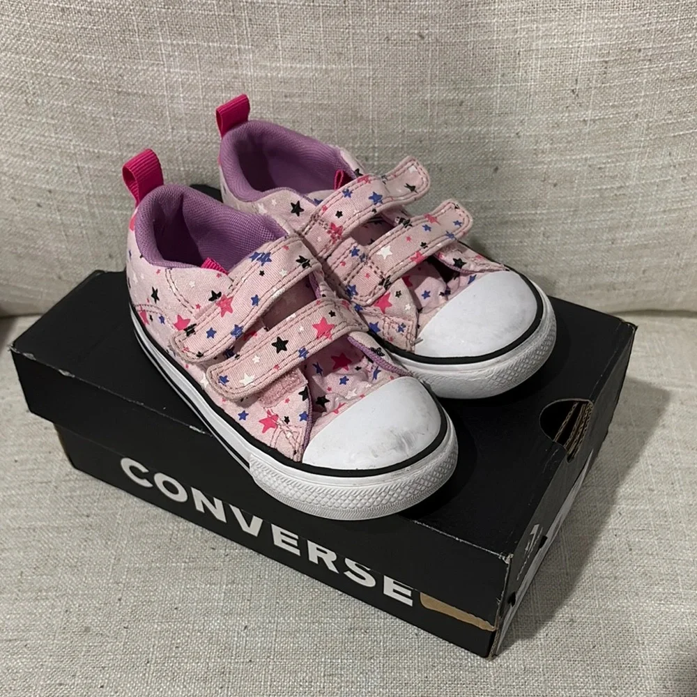 Converse Pink Star Print Kids Sneakers